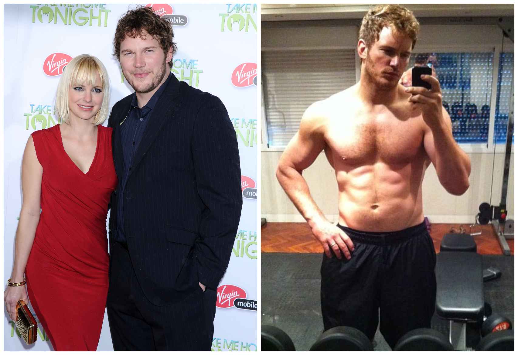 Chris Pratt en un montaje de JALEOS antes y después de perder más de 65 kilos.