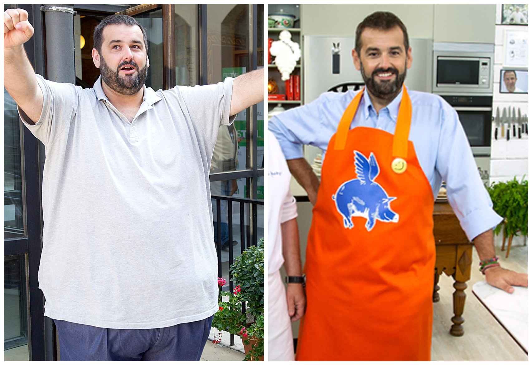 David de Jorge en un montaje de JALEOS antes y después de perder más de 131 kilos.