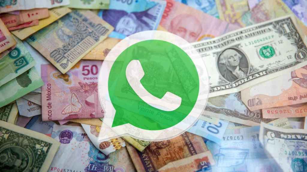 El logo de WhatsApp junto a billetes.