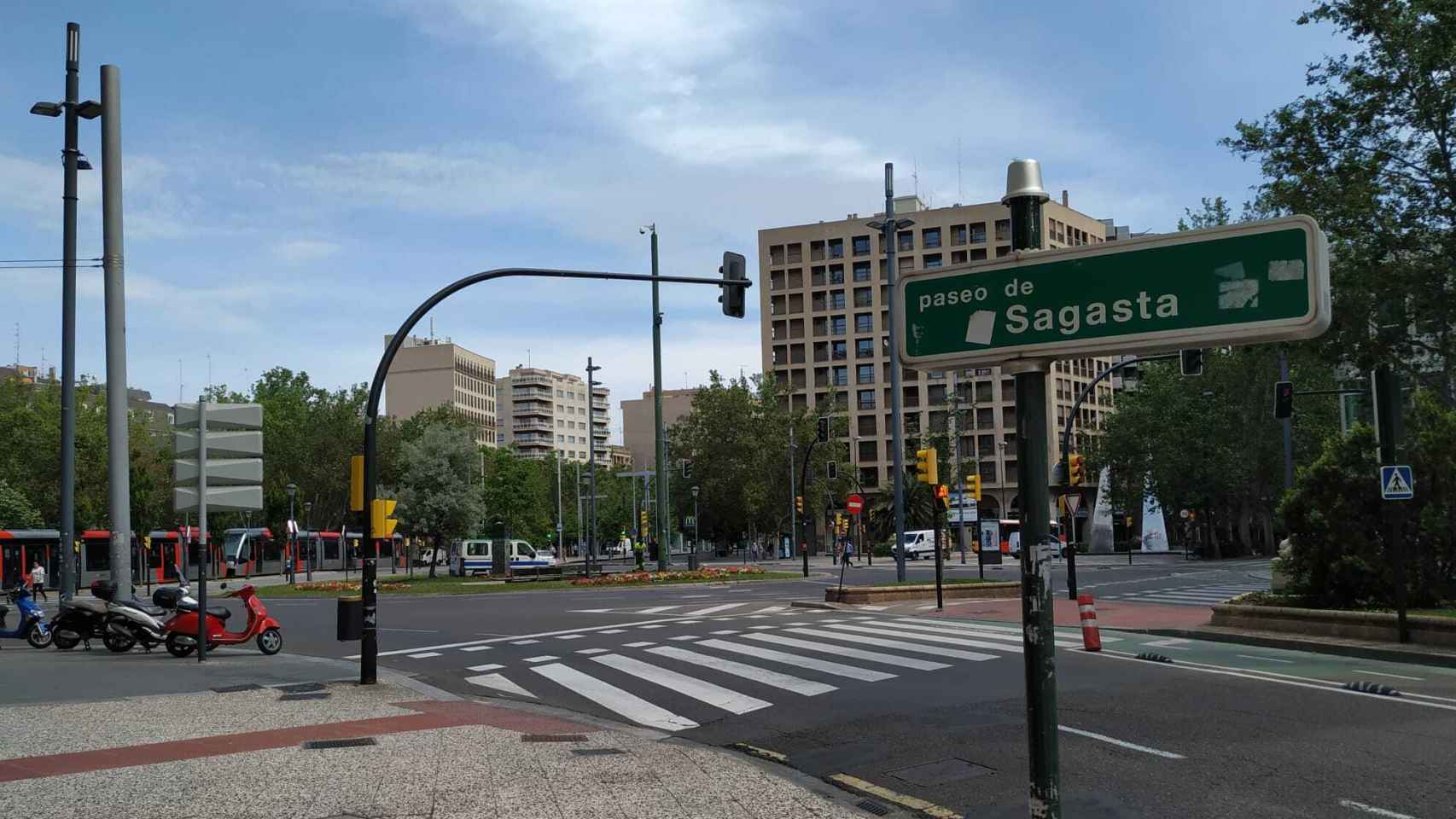 Inicio del Paseo de Sagasta en Zaragoza, en plena pandemia.
