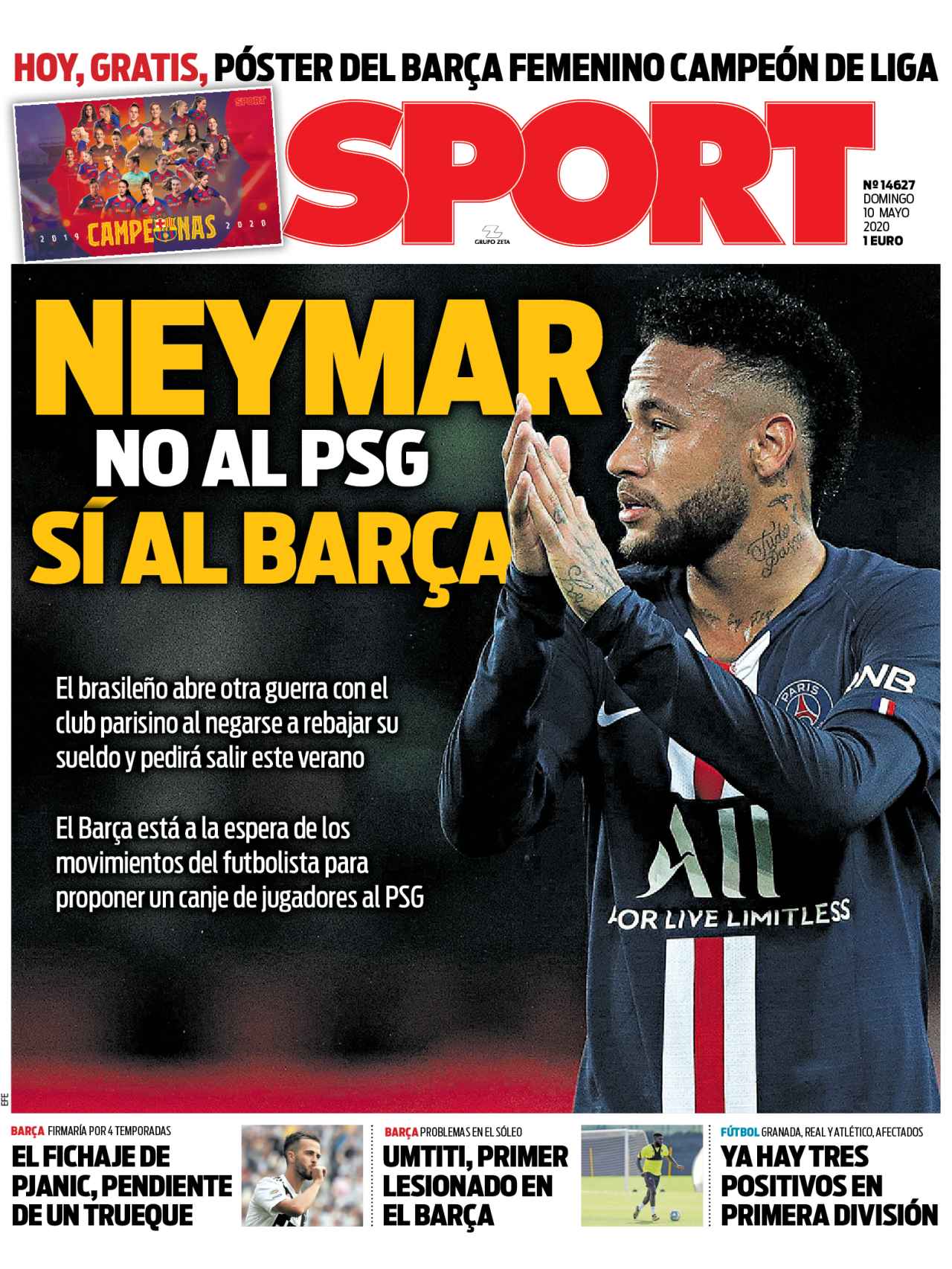 La portada del diario Sport (10/05/2020)