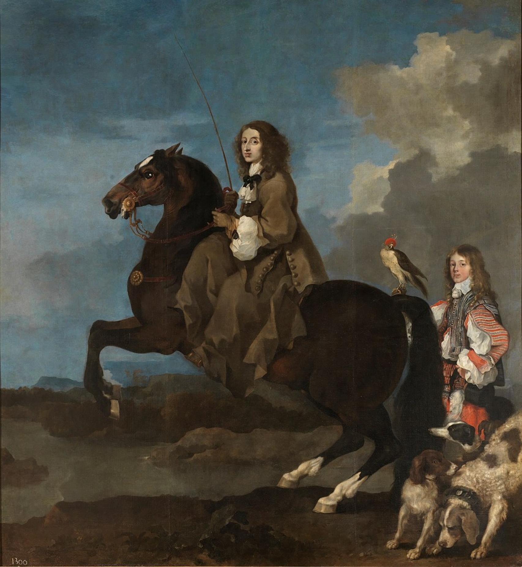 Cristina de Suecia a caballo.