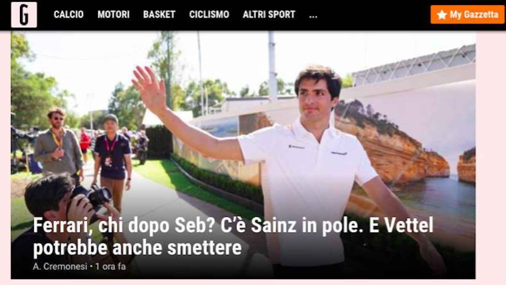 Carlos Sainz, en La Gazzetta dello Sport
