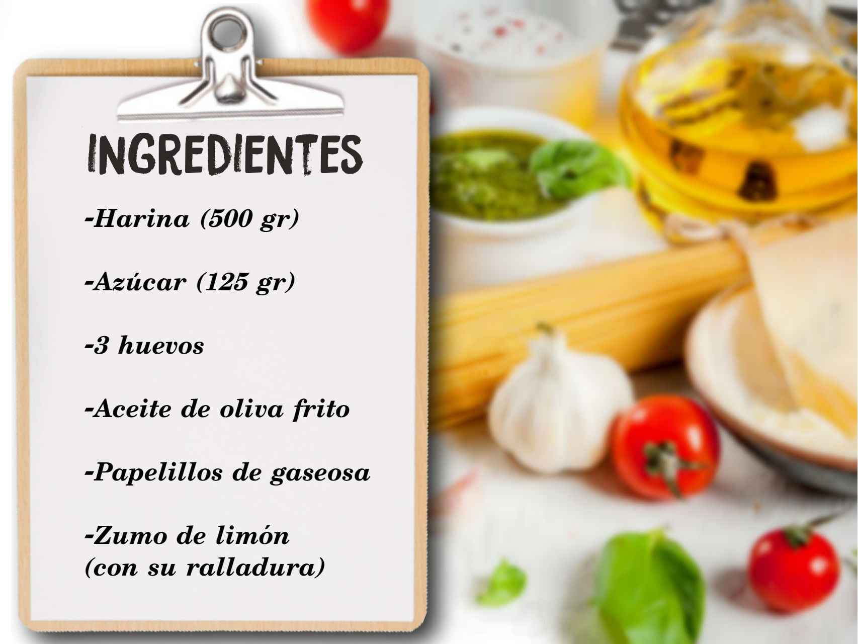 Los ingredientes de las rosquillas de Lorena Berdún.