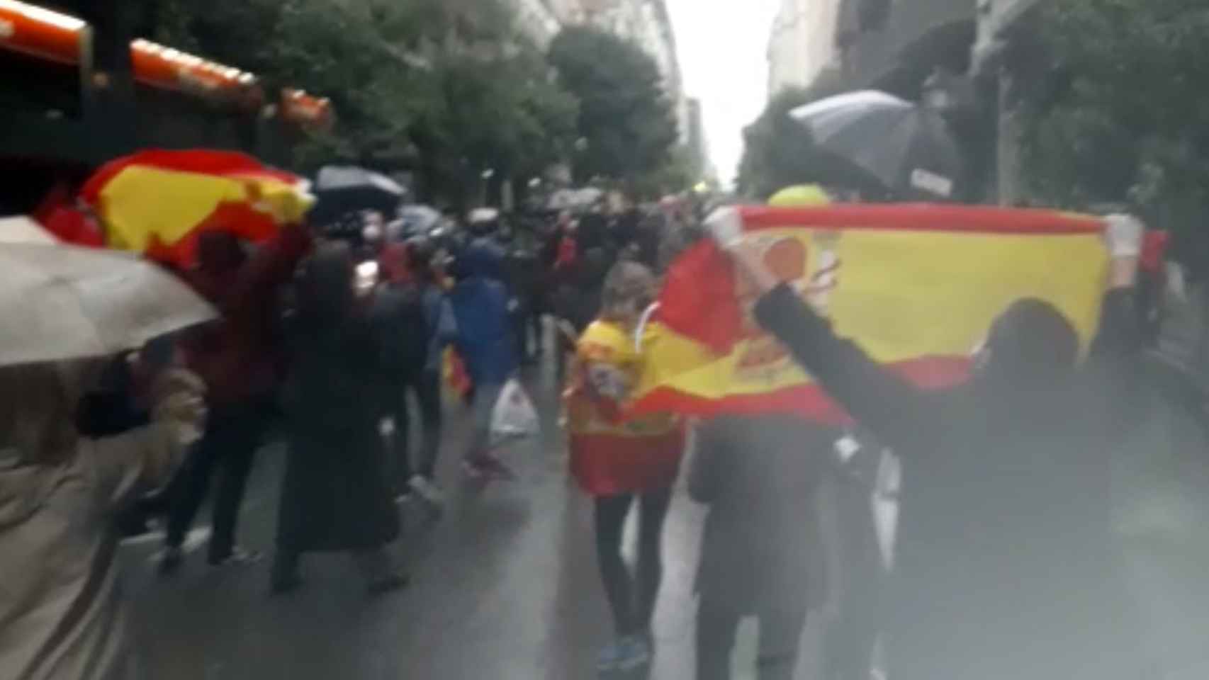 Un grupo de manifestantes protestan en Madrid contra la gestión del Gobierno.