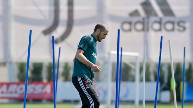 Chiellini, entrenando en solitario con la Juventus