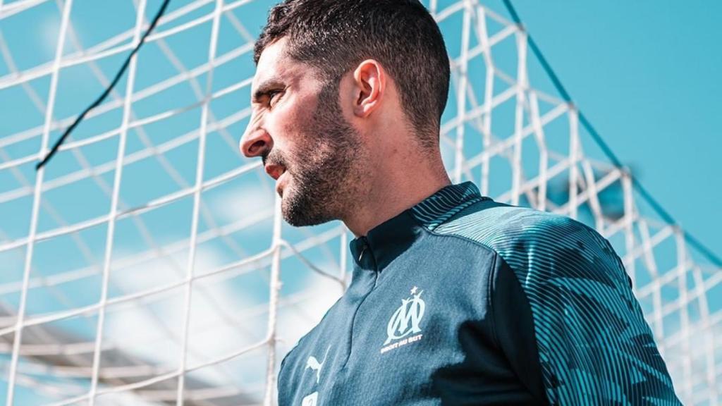 Álvaro González, en un entrenamiento del Marsella
