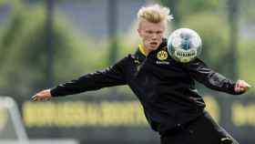 Haaland, durante la vuelta a los entrenamientos del Borussia Dortmund