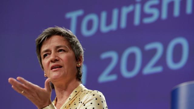 La vicepresidenta Margrethe Vestager, durante la rueda de prensa de este miércoles