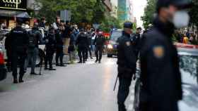 Despliegue policial en el barrio de Salamanca en Madrid.