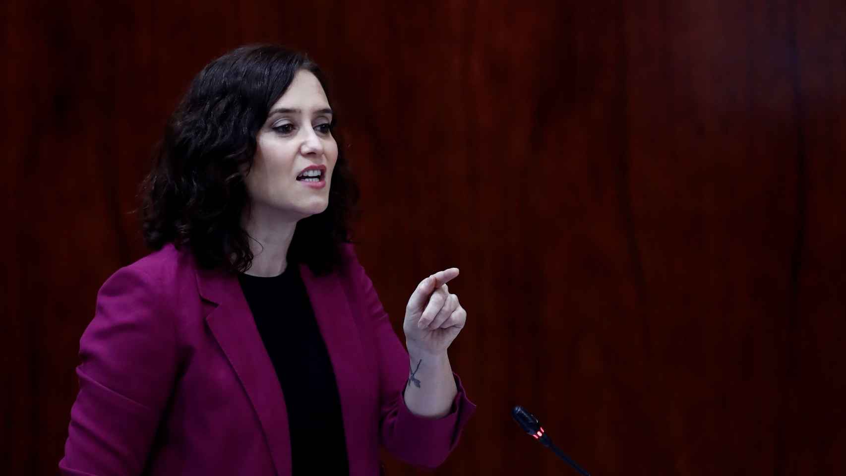 Isabel Díaz Ayuso en sesión de control en la Asamblea de Madrid.