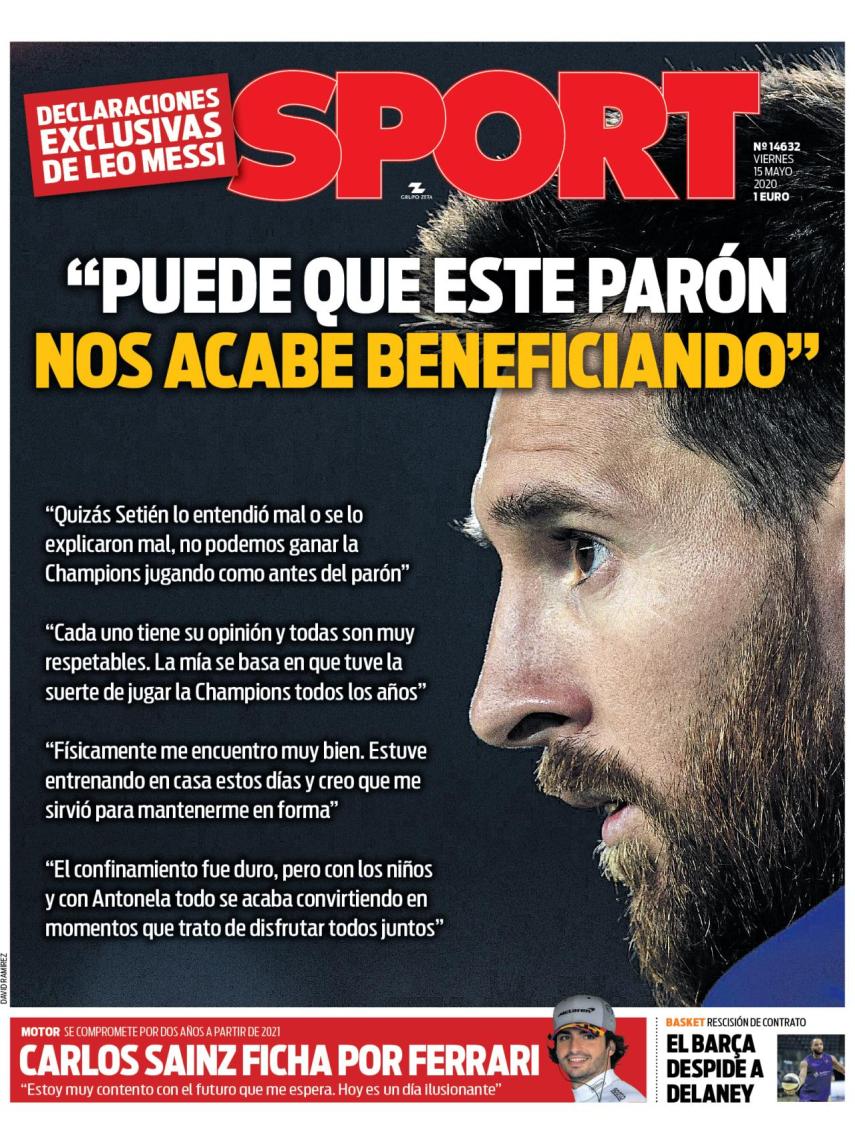 Portada Sport (15/05/2020)