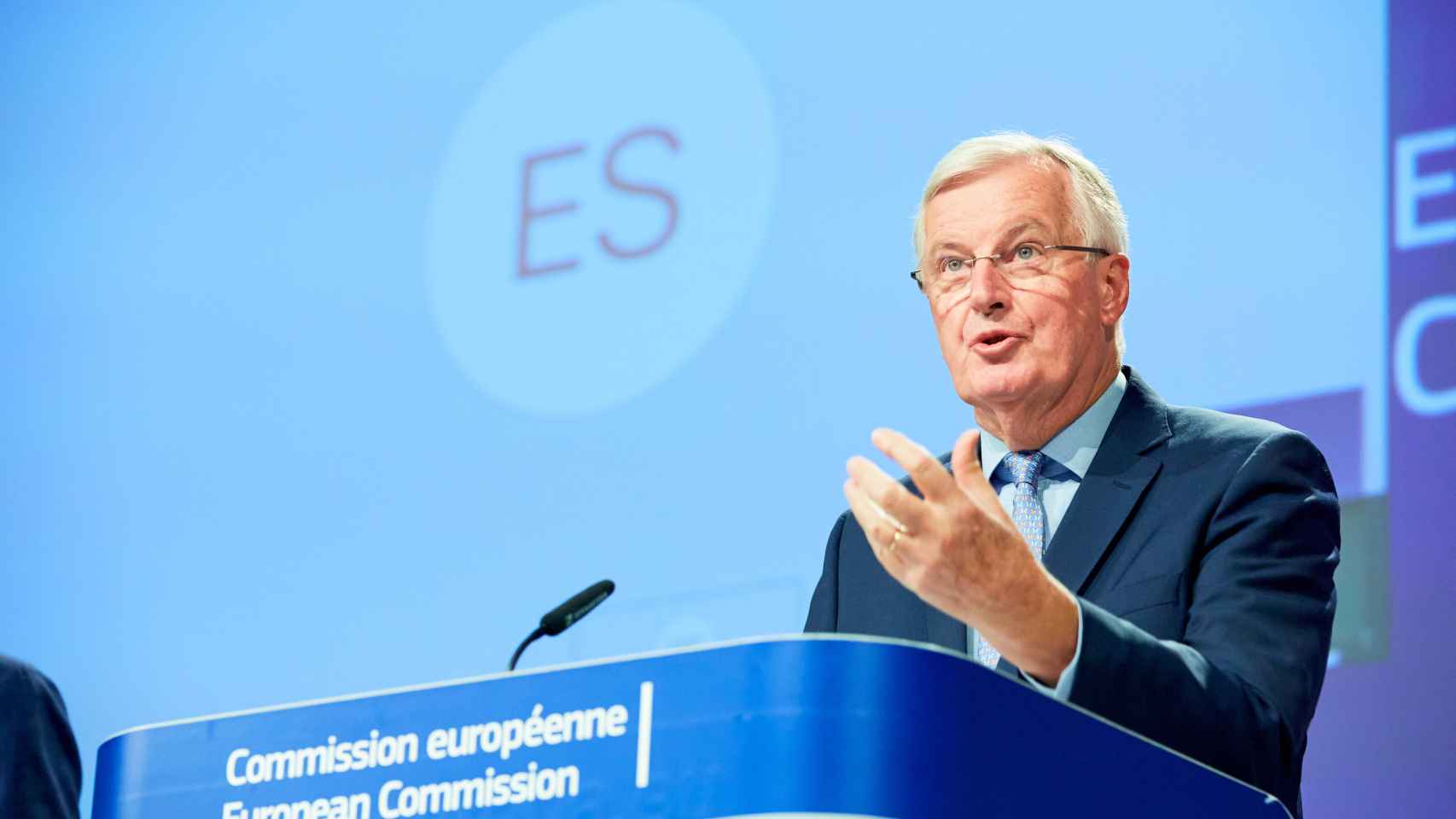 El negociador de la UE, Michel Barnier, durante la rueda de prensa de este viernes