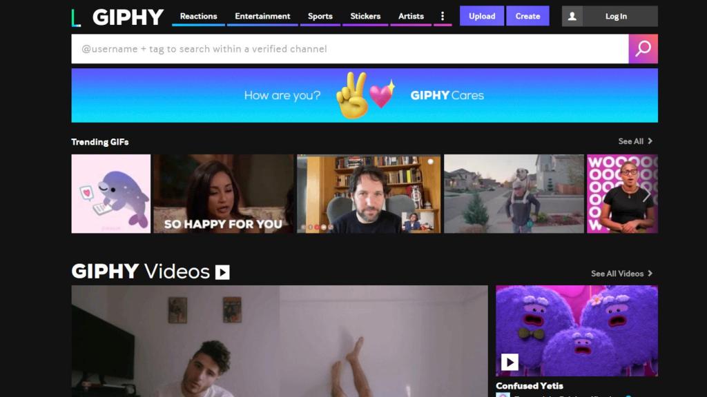 Giphy nos permite crear y encontrar gifs animados