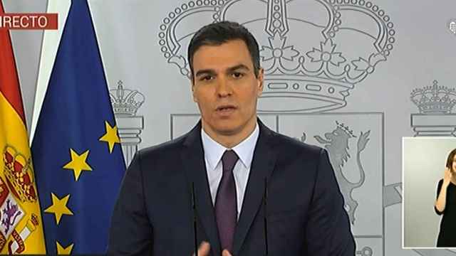 El presidente del Gobierno, Pedro Sánchez, durante la rueda de prensa.
