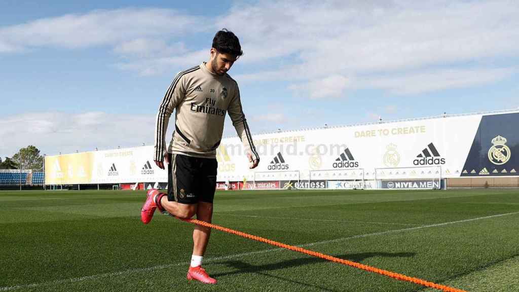 Marco Asensio, en un entrenamiento del Real Madrid
