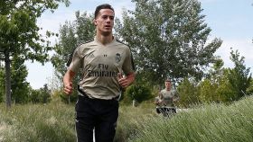 Lucas Vázquez, en un entrenamiento del Real Madrid
