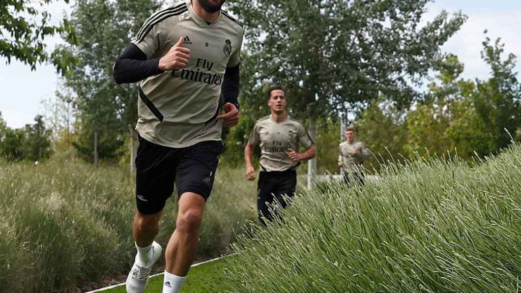 Nacho Fernández, en un entrenamiento del Real Madrid