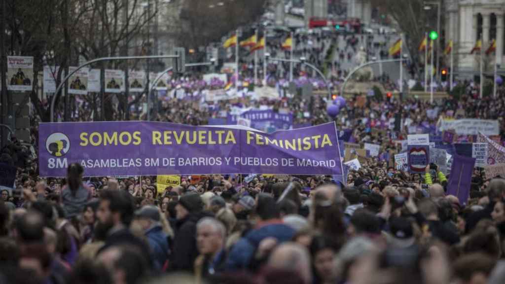 Manifestación por el Día de la Mujer el pasado 8 de marzo en el centro de Madrid.