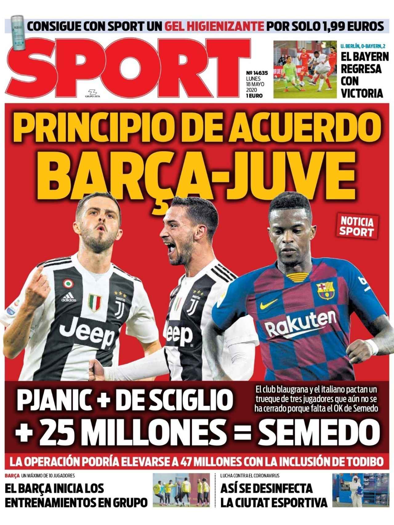 La portada del diario Sport (18/05/2020)