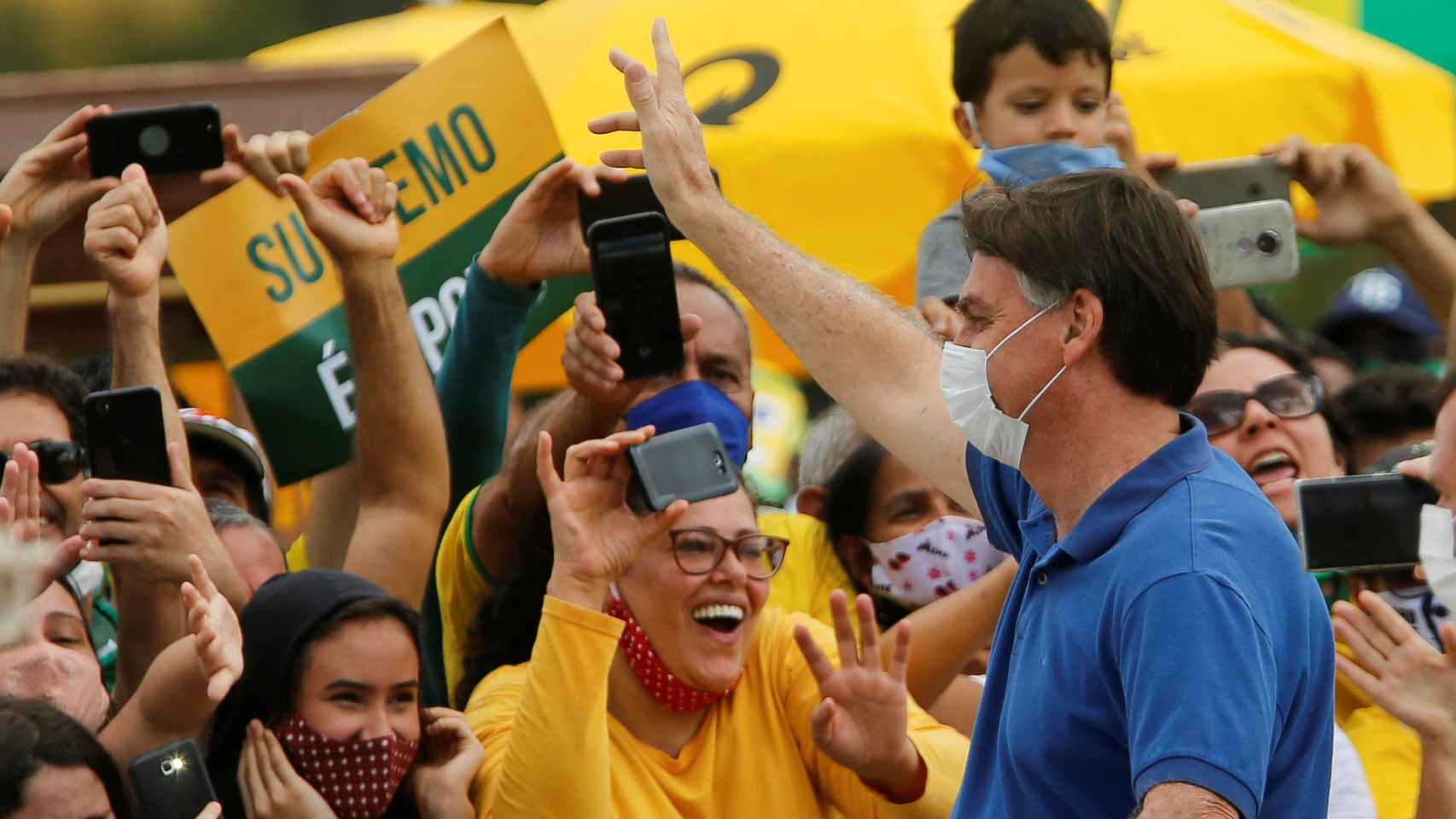 El presidente brasileño, Jair Bolsonaro, durante la manifestación a favor de su Gobierno el pasado domingo.