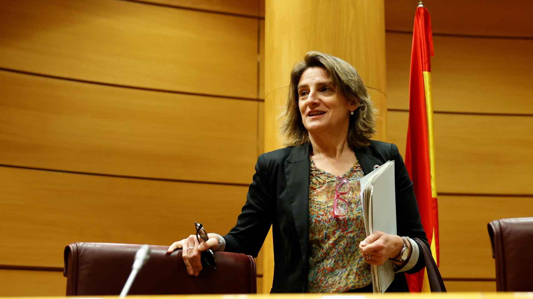La ministra para la Transición Ecológica y el Reto Demográfico, Teresa Ribera, a su llegada a su comparecencia ante la Comisión de Transición Ecológica en el Senado en Madrid, este lunes.