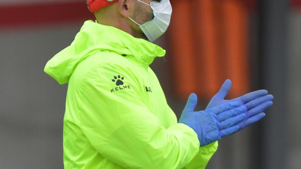 Paco Jémez, durante un entrenamiento del Rayo Vallecano