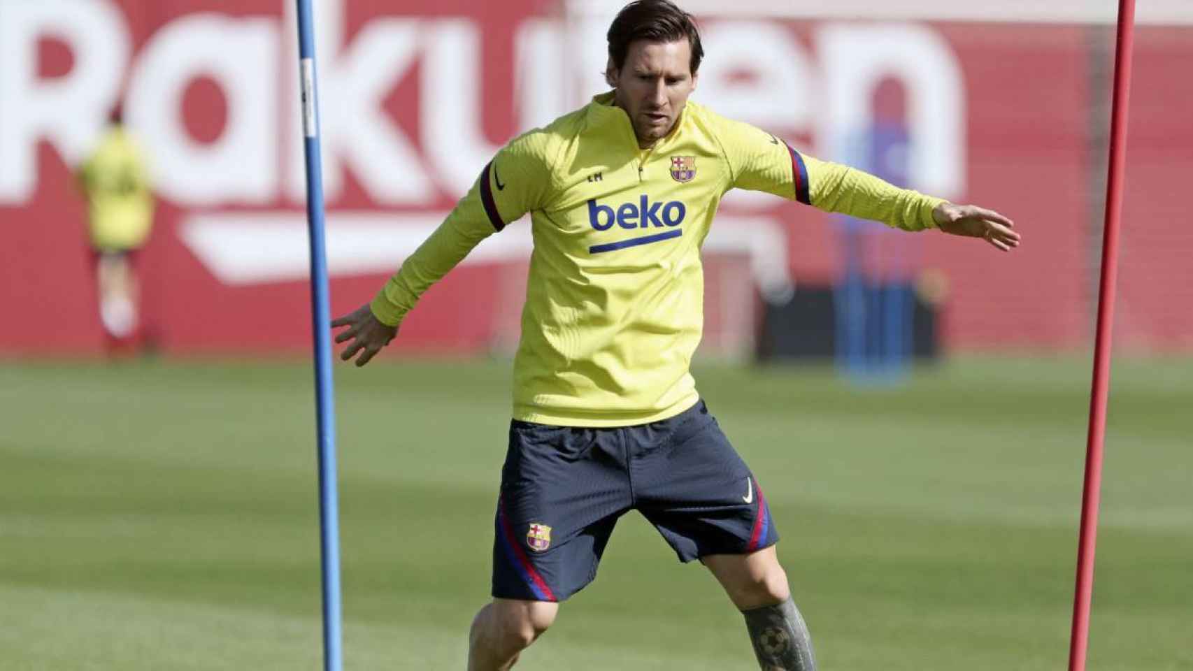 Lionel Messi, en un entrenamiento del Barcelona