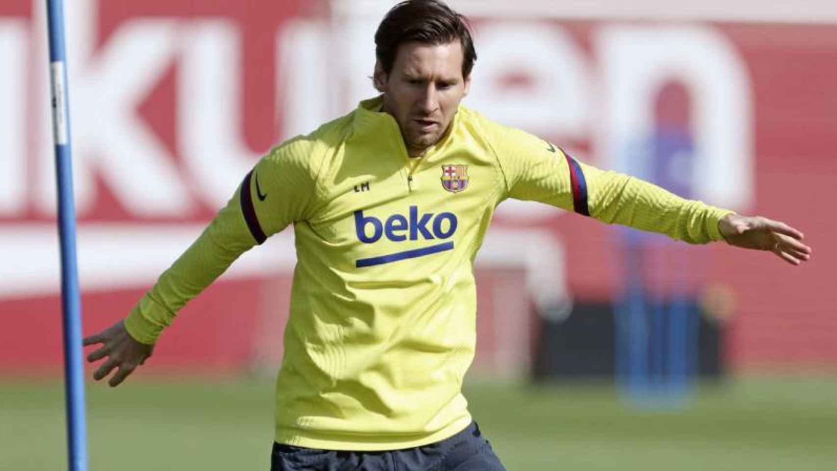 Lionel Messi, en un entrenamiento del Barcelona
