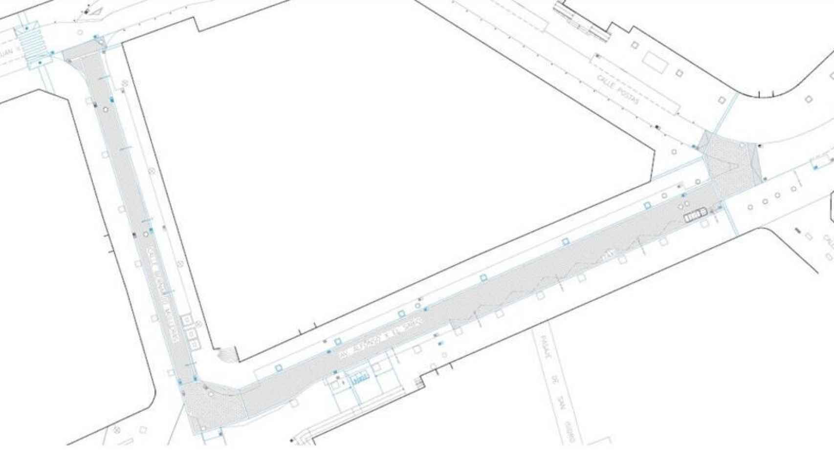 Uno de los planos del proyecto de adecuación de la Plaza Cervantes