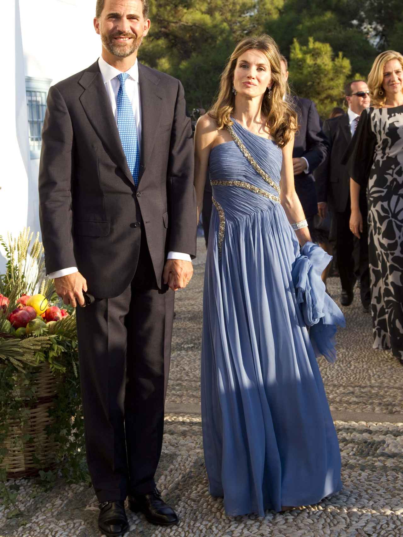 Letizia durante la boda del príncipe Nicolás de Grecia y Tatiana de Blatnik.