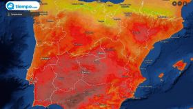 Mapa de temperaturas máximas en el cuarto fin de semana de mayo según tiempo.com.