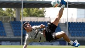 Chilena de James Rodríguez durante un entrenamiento del Real Madrid