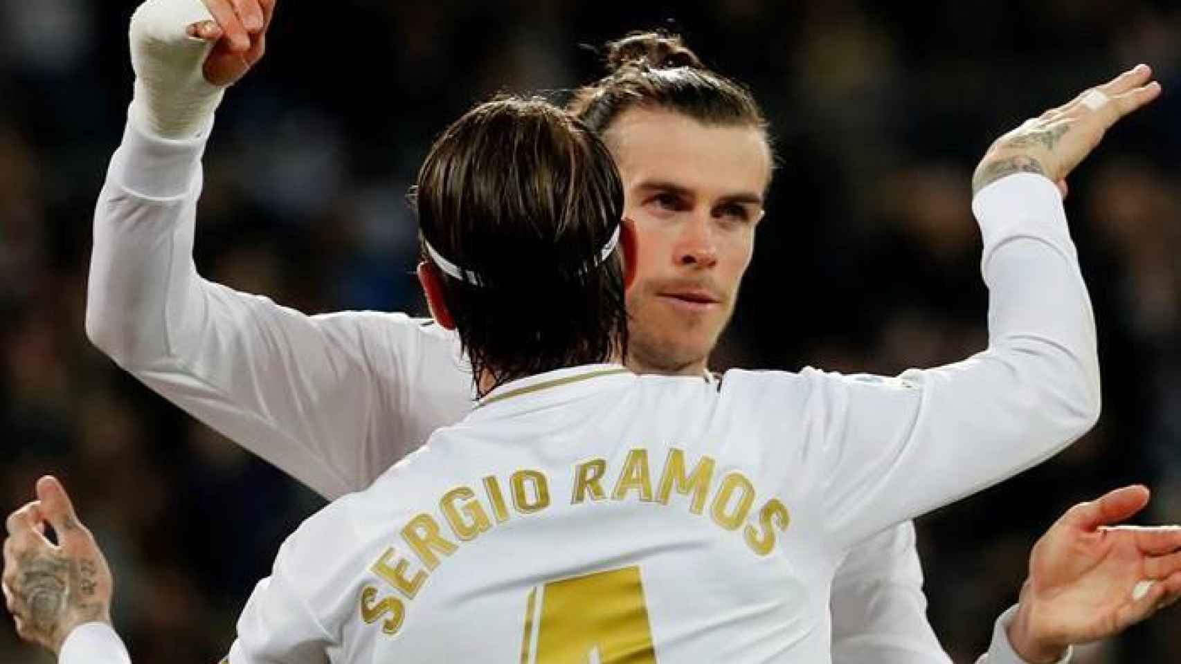 Sergio Ramos y Gareth Bale celebran un gol del Real Madrid