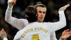 Sergio Ramos y Gareth Bale celebran un gol del Real Madrid