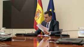 El jefe del Ejecutivo, Pedro Sánchez, en la videoconferencia de presidentes autonómicos.