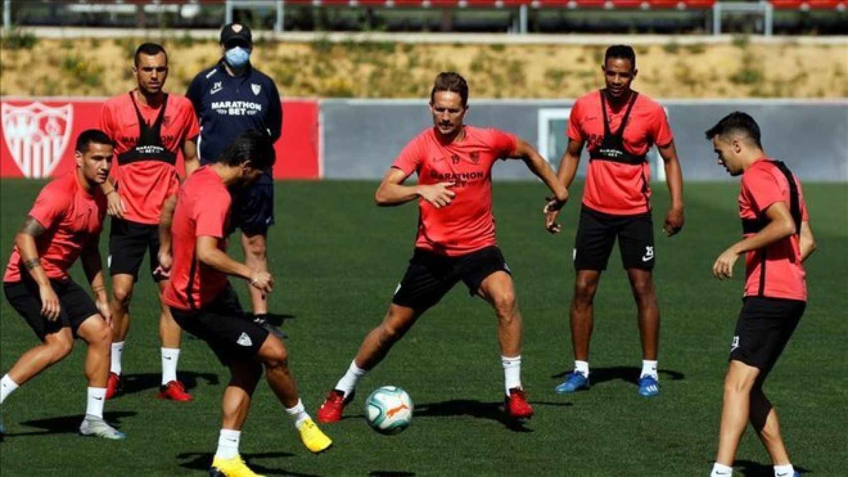 Entrenamiento de los jugadores del Sevilla