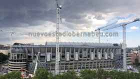 El Santiago Bernabéu sigue avanzando con la reforma bajo las nubes que amenazan tormenta en Madrid