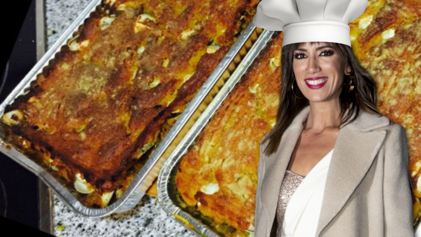 Patricia Pardo en un montaje de JALEOS frente a la empanadilla de millo con berberechos.