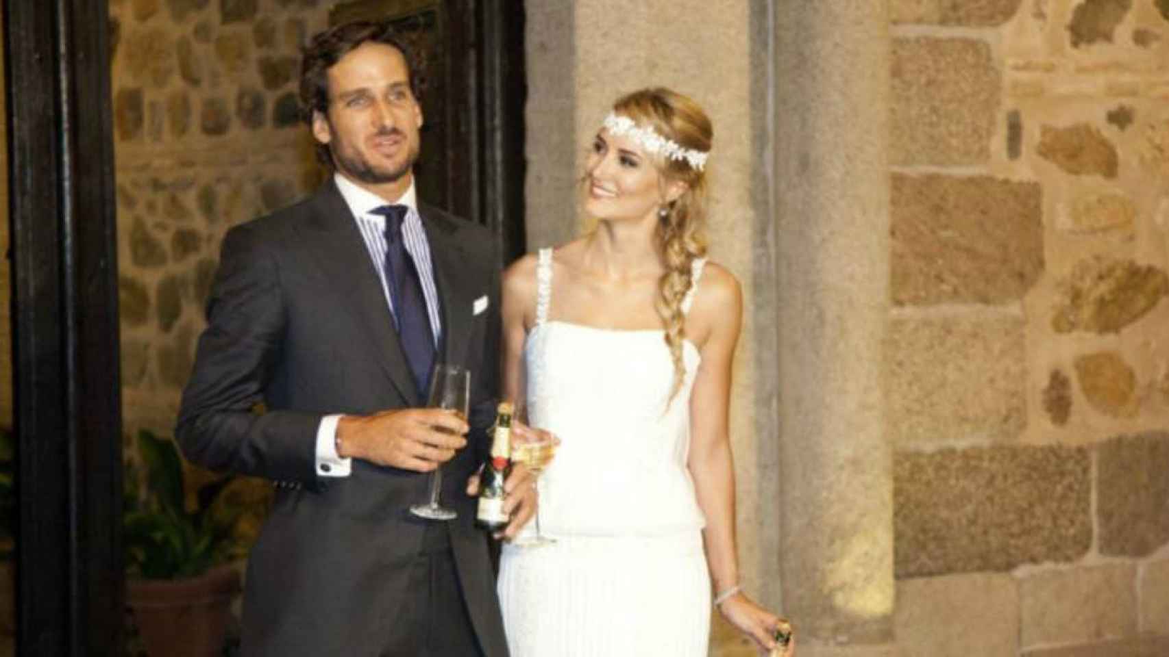 Feliciano López y Alba Carrillo el día de su boda