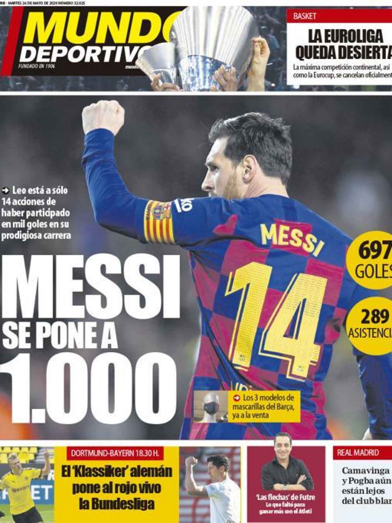 La portada del diario Mundo Deportivo (26/05/2020)