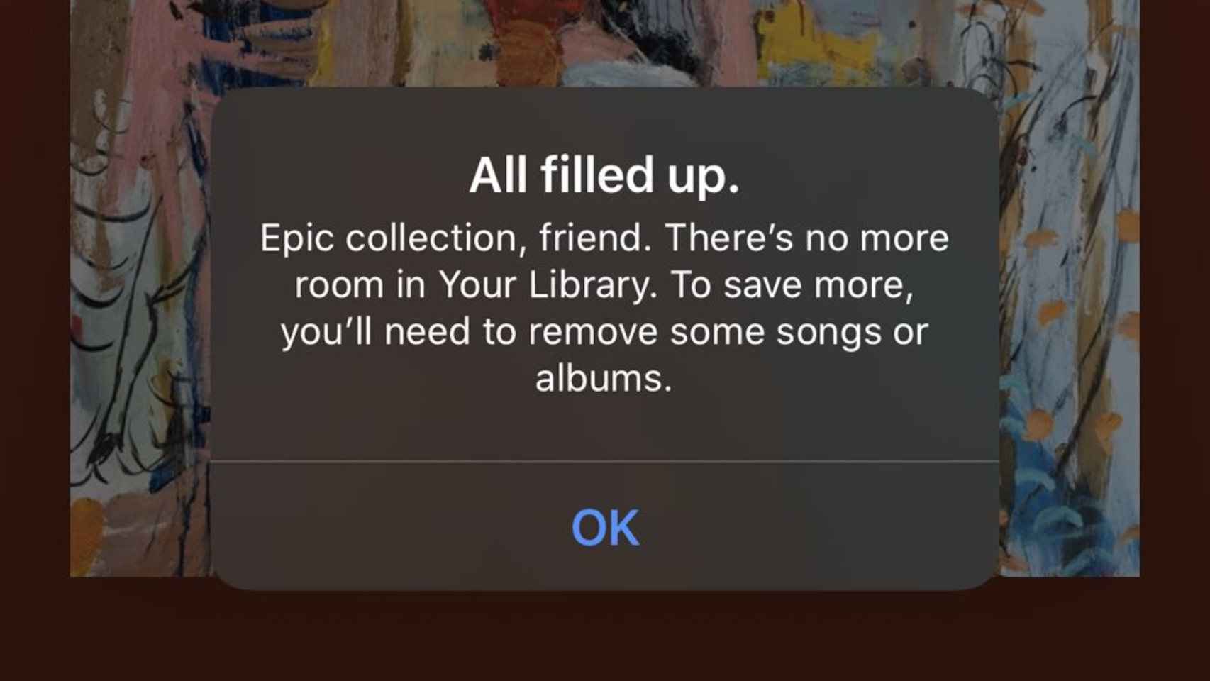 Mensaje de error de Spotify