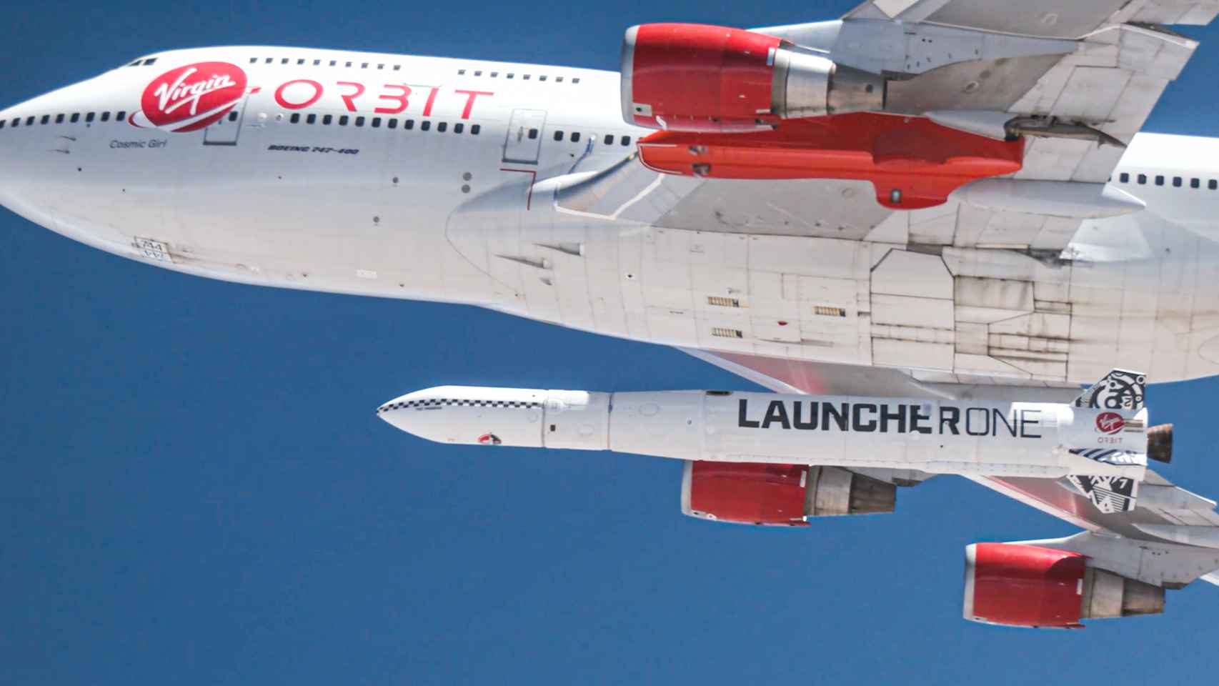 LauncherOne en el 747 de Virgin Orbit