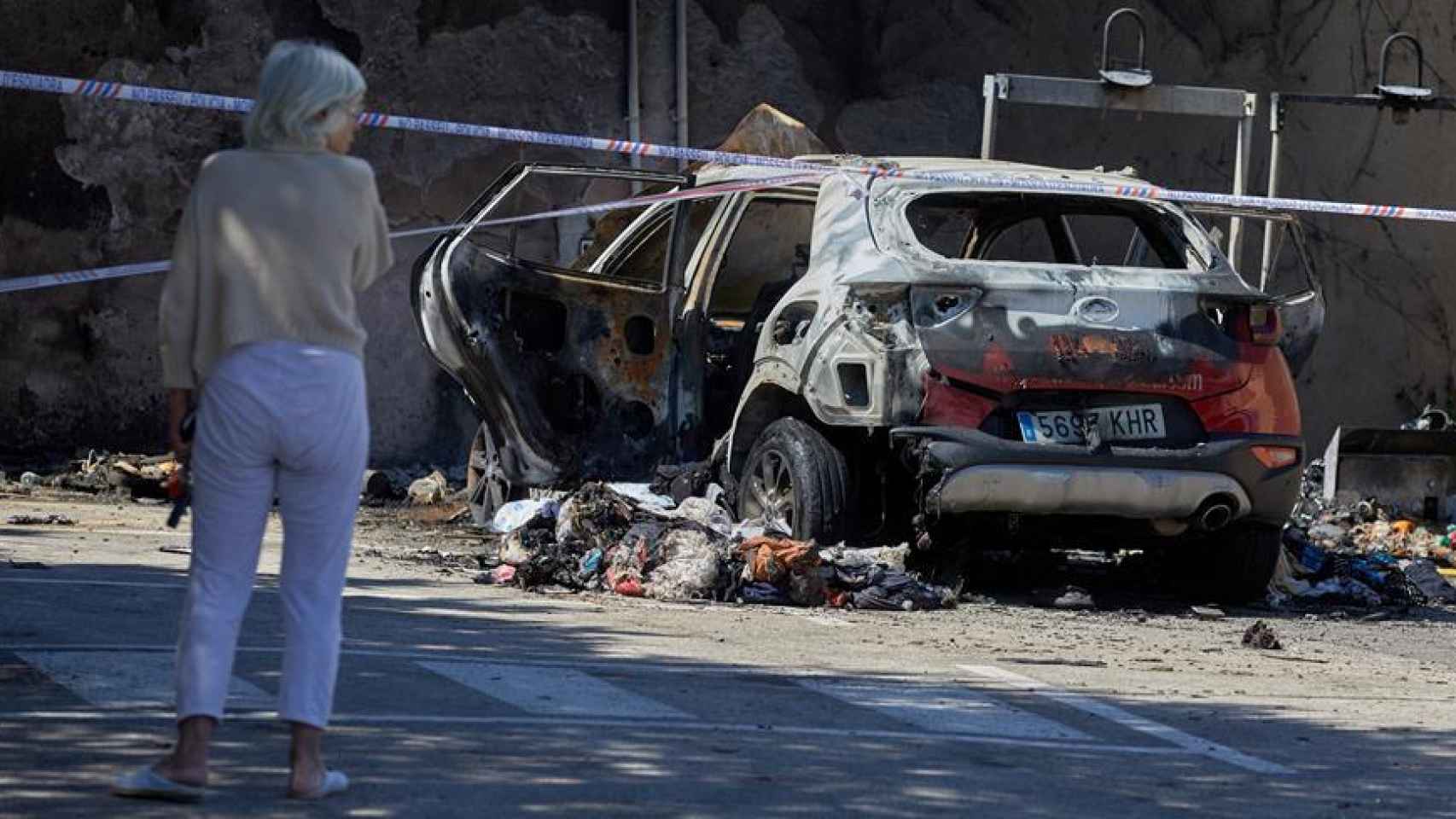 El coche quemado de la víctima.