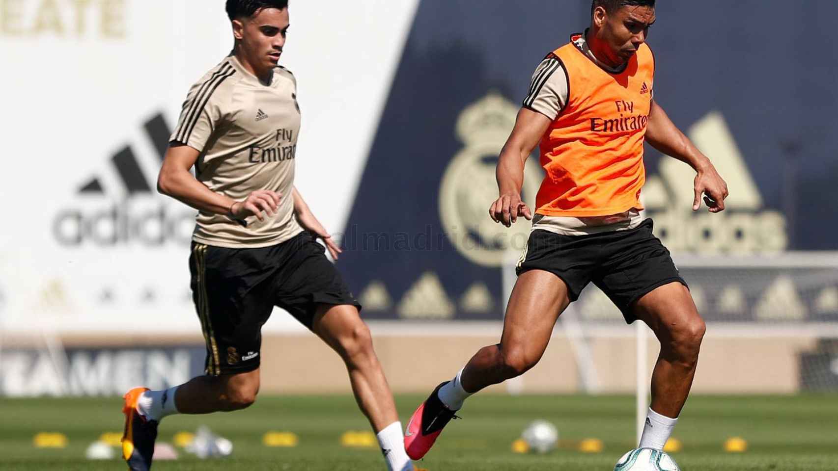 Reinier y Casemiro, en un entrenamiento del Real Madrid