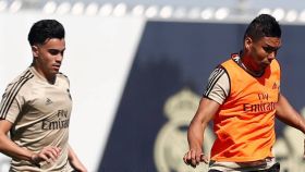 Reinier y Casemiro, en un entrenamiento del Real Madrid