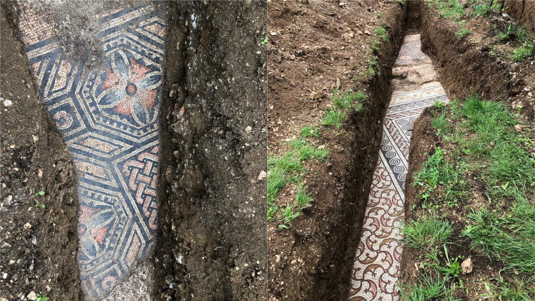 El mosaico romano desenterrado en la localidad italiana.