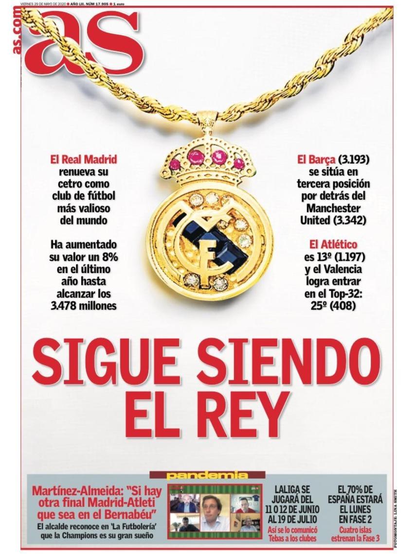 La portada del diario AS (29/05/2020)