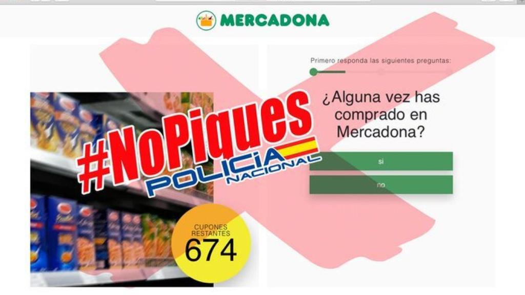 Captura de la Policía Nacional advirtiendo de la estafa.