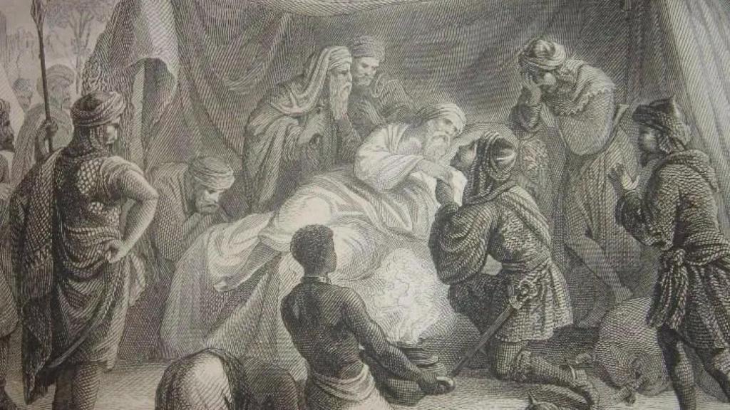Grabado del siglo XIX que representa la muerte de Almanzor.